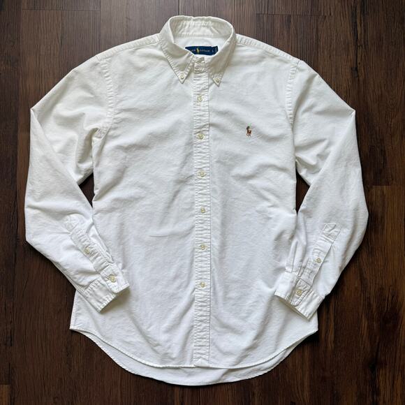 Ralph Lauren White Cotton Oxford Button Down Shirt Men’s Large - Picture 1 of 5
